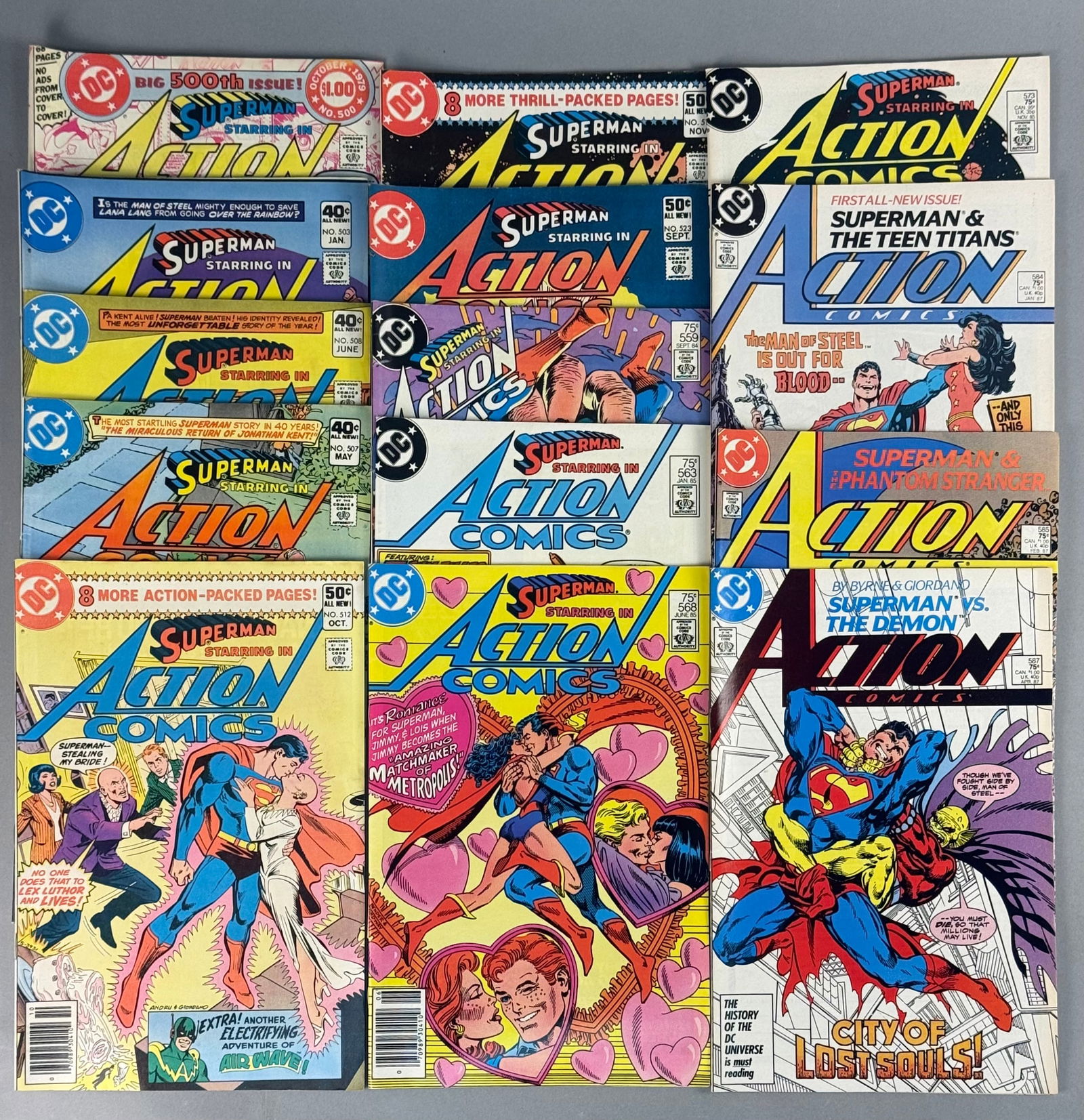 A Collection of 15 DC Comic Action Comics Issues Featuring Superman (c. 1984-1987 (1 of 4)