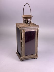 A Late 19th/Early 20th Century Oxidized Ferrous Metal Signal Lantern with Red Glass Panels