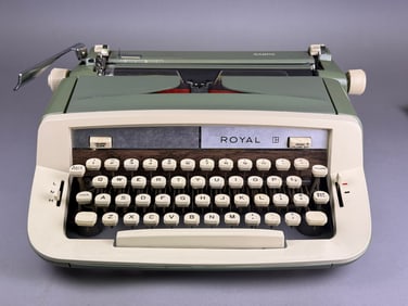 1970s Royal Sabre Portable Mechanical Typewriter, Sage Green and Cream, Made in Portugal