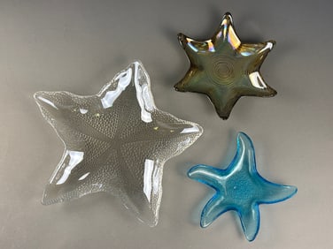 Three Murano Art Glass Starfish and Star Dishes