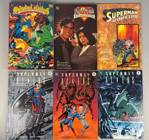 A Collection of Six American Comic Book Trade Paperbacks, including Superman Aliens #1-3 Complete