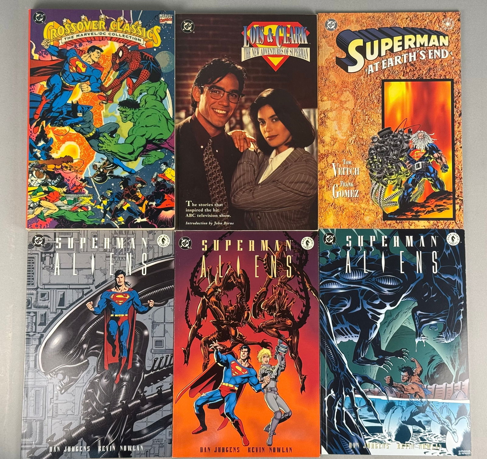 A Collection of Six American Comic Book Trade Paperbacks, including Superman Aliens #1-3 Complete (1 of 12)