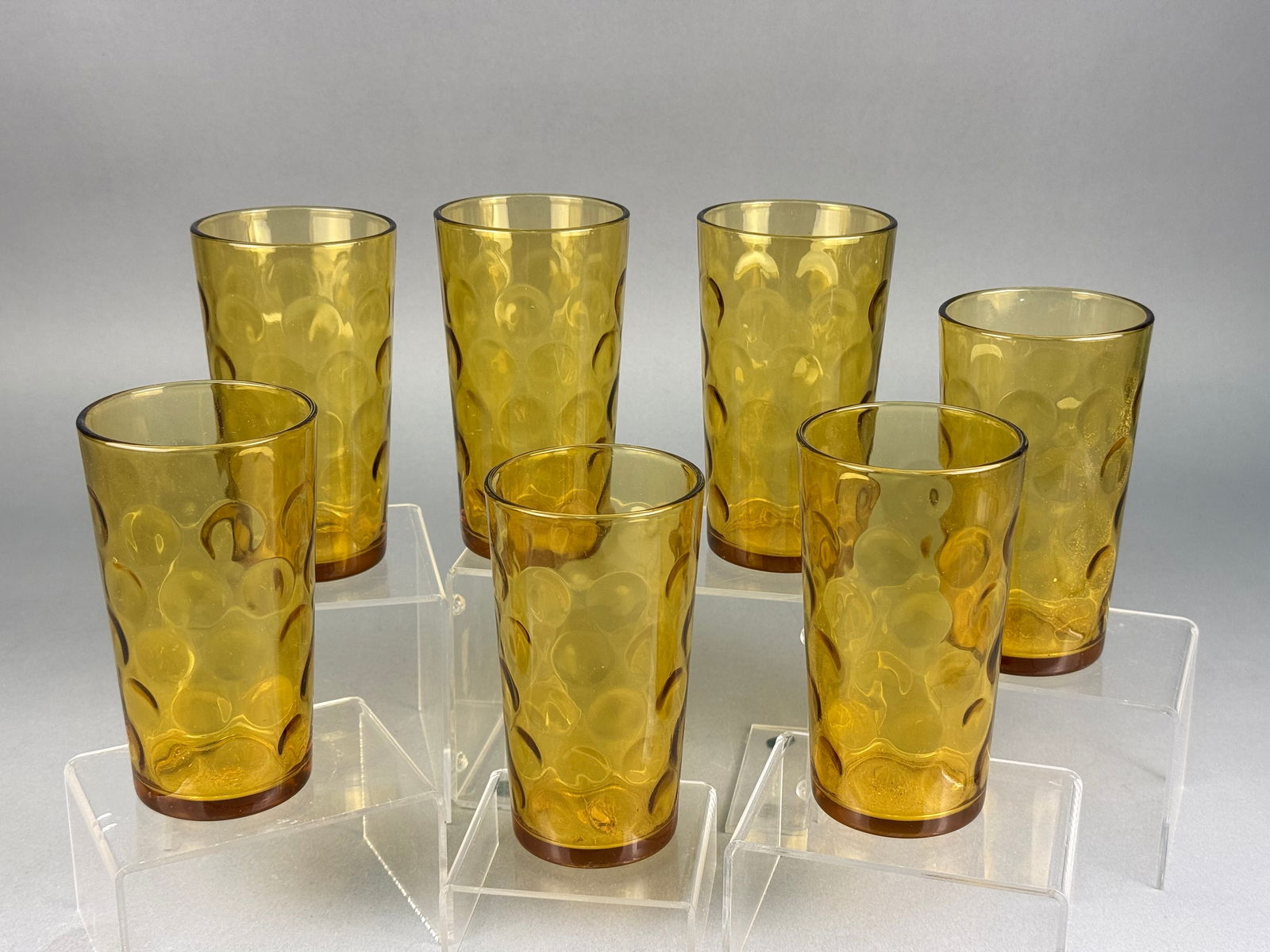 A Collection of 7 Hazel-Atlas Eldorado Gold Pressed Glass Tumblers (1 of 6)