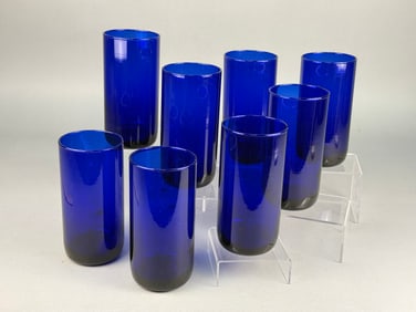 A Collection of Libbey Cobalt Blue Drinking Tumblers