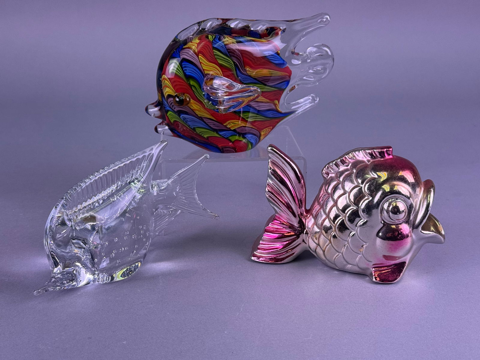 A Trio of Decorative Glass and Metallic Fish Sculptures (1 of 6)