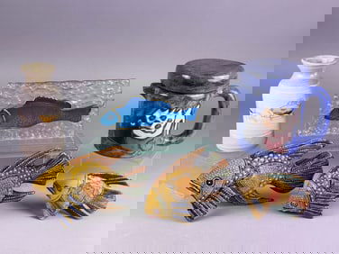 A Collection of Six Vintage Marine and Fish-Themed Decorative Objects