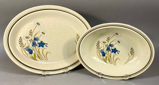A Pair of Royal Doulton Lambethware Hill Top Stoneware Serving Pieces