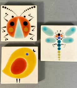 Three Xenia Taler Toronto Glazed Ceramic Tiles Mid-Century Modern Style