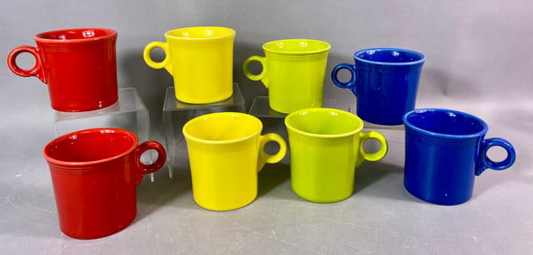 A Collection of 8 HLC Fiesta Ring Handle Coffee Mugs in Assorted Colors