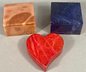 A Trio of Ducceschi Genuine Volterra Alabaster Swivel Top Boxes