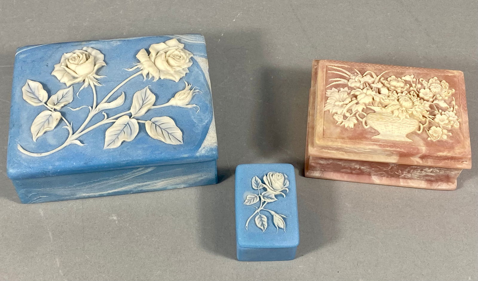 A Trio of Incolay Stone and Design Gifts International Composite Trinket Boxes (1 of 6)