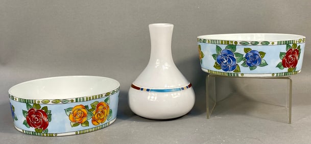 A Trio of Dansk International Designs Ceramic Tableware and Vase, Including Mesa White Sand and