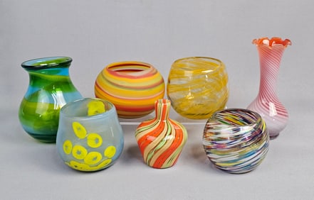 A Collection of Modern Art Glass Vases and Dishes