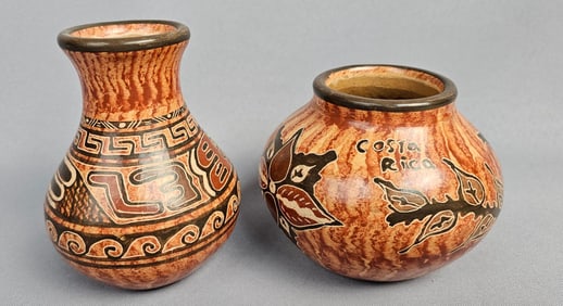 A Pair of Guaitil Costa Rica Earthenware Miniature Vessels