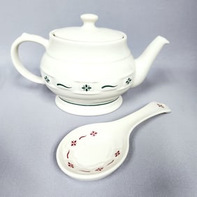 Longaberger Pottery Woven Traditions Teapot