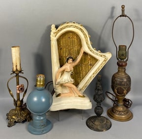 A Group of Five Vintage Lamps Inc Majestic