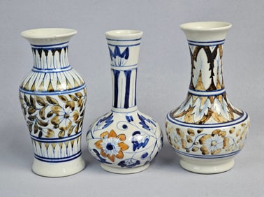 Three Earthenware Vases in Iznik Revival Style
