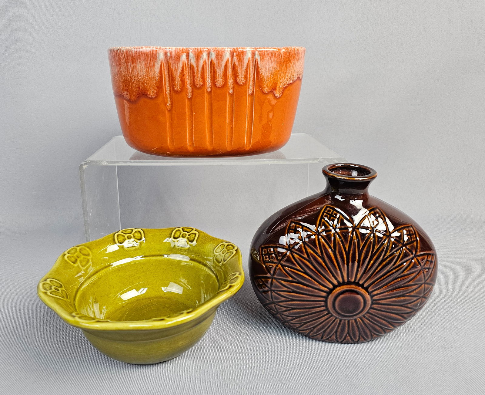 A Trio of Mid-Century Modern American Glazed Ceramic Pottery Vessels (1 of 12)