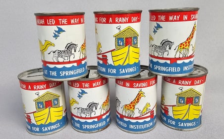 A Collection of 7 Vintage Springfield Institution for Savings Noah's Ark Promotional Banks