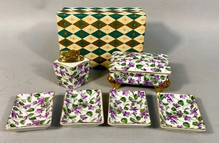 Vintage Napco Ceramic Lilac Desk Set