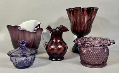 Fenton Amethyst Coin Dot Pitcher & More