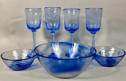 Seven-Piece Set of Modern Studio Art Glass