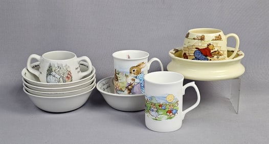 A Collection of 10 Children's Tableware Items Inc Wedgwood