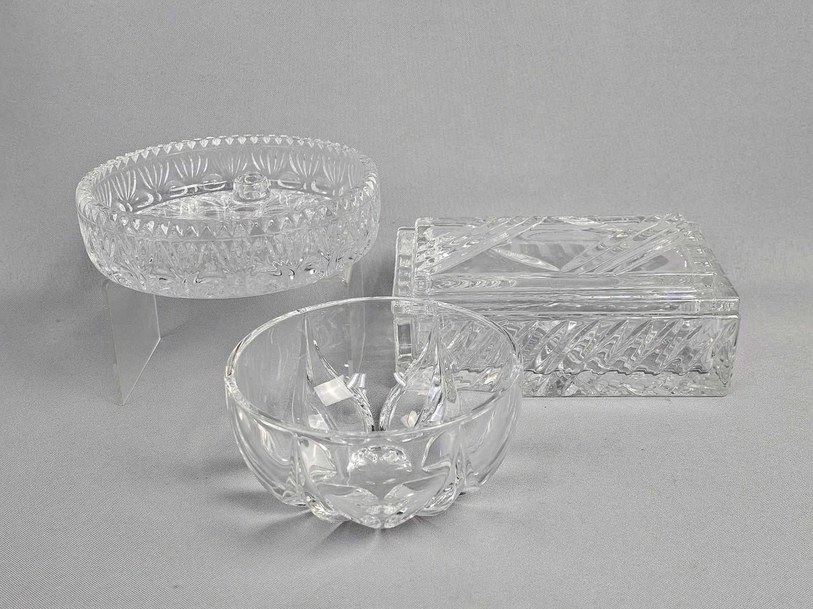 A Trio of Cut Crystal and Molded Glass Pieces (1 of 13)