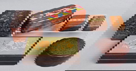 A Collection of Six Vintage and Contemporary Decorative Wooden Boxes, Including Notturno and Indian