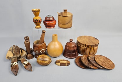 A Large Collection Wooden Objects