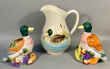 Duck-Themed Ceramic Tableware Pieces by Otagiri and Fitz and Floyd