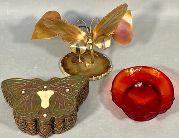 A Trio of Decorative Butterfly Motifs Including a Mixed Metal Sculpture and a Summit Collection