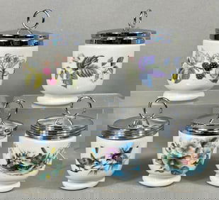 A Collection of 5 Royal Worcester Lavinia Pattern Porcelain Egg Coddlers