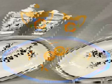 A Collection of Three Vintage Japanese Lusterware Tea Service Components