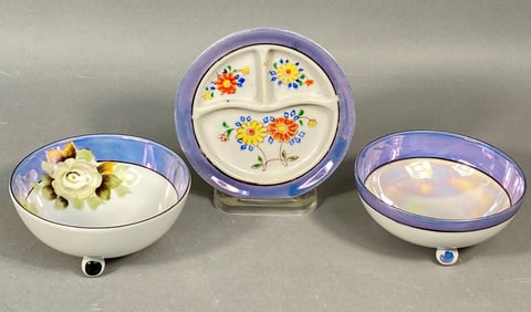 Three Pieces of Japanese Noritake Children's Lusterware Tea Set Components