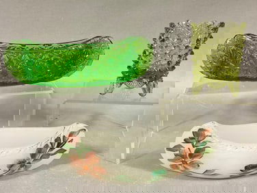 A Trio of Victorian and Early 20th Century Pressed Glass Decorative Dishes and Vase