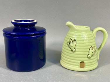 Two Pieces of Vintage Glazed Ceramic Pottery Made in USA
