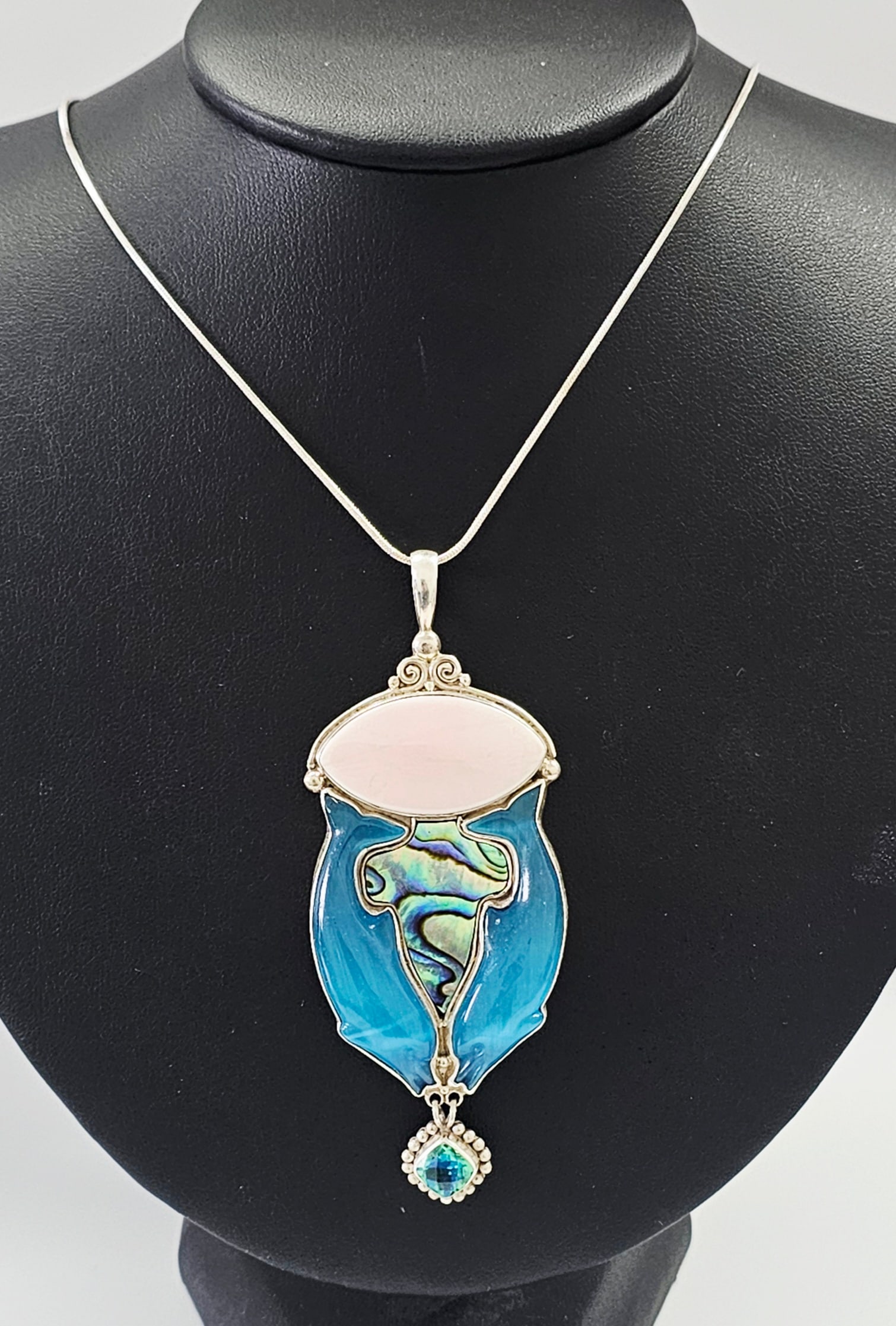 A Sajen Sterling Silver Multi-Media Dolphin Motif Pendant Necklace (1 of 9)