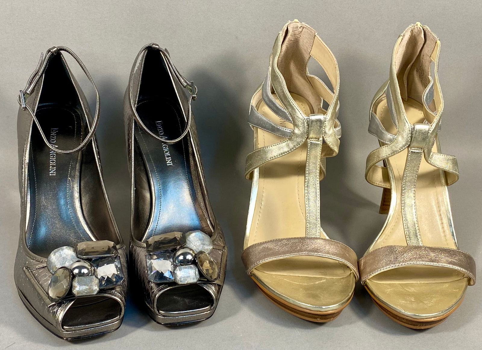 Two Pairs of Women's Metallic Designer Heels including Enzo Angiolini and Nine West (1 of 11)
