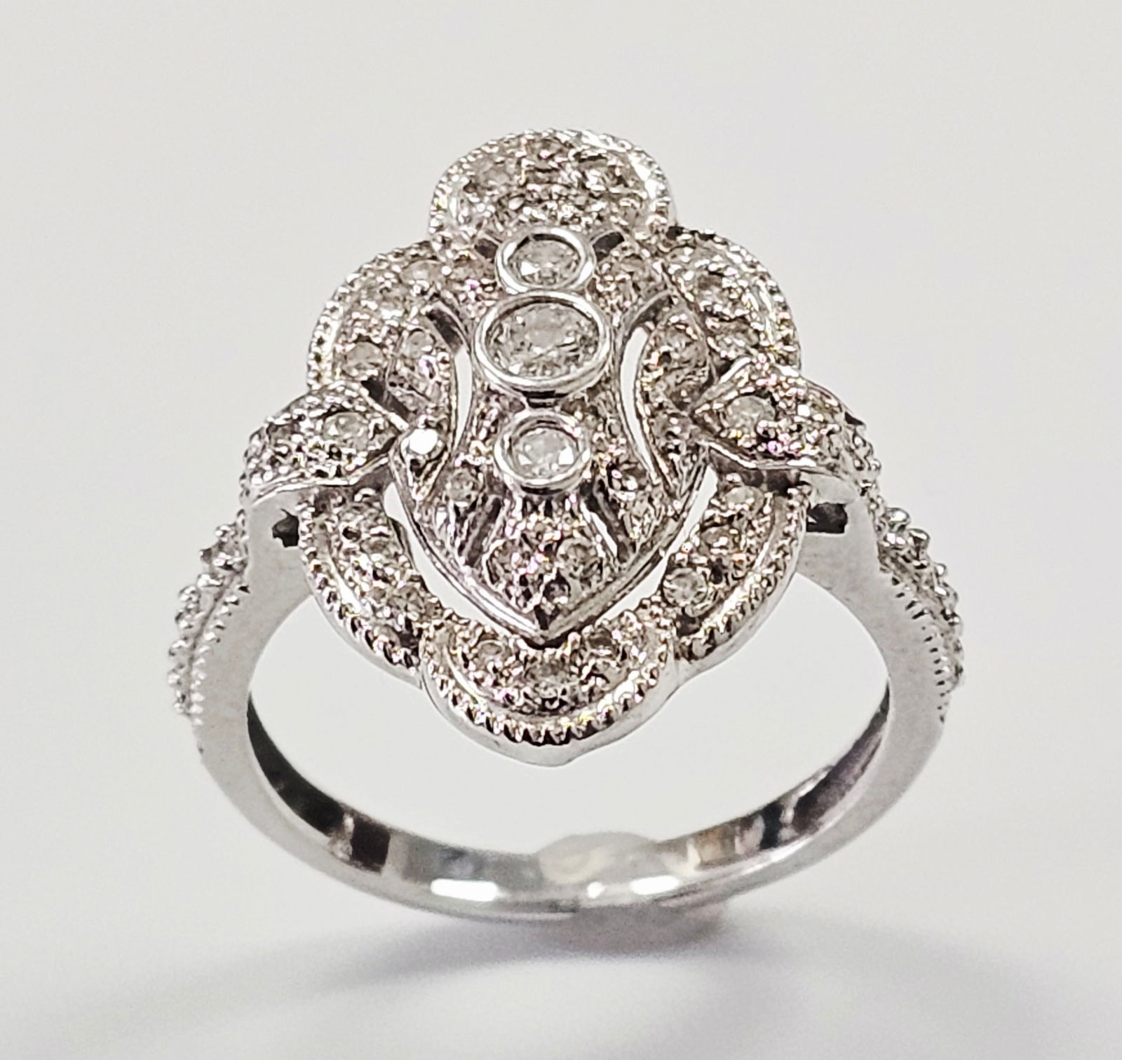 Art Deco Style 14K White Gold and Diamond Ring (1 of 10)