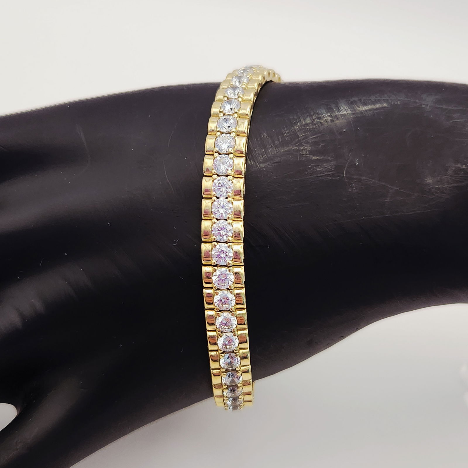 Vermeil Cubic Zirconia Tennis Bracelet 20.5 Grams (1 of 8)