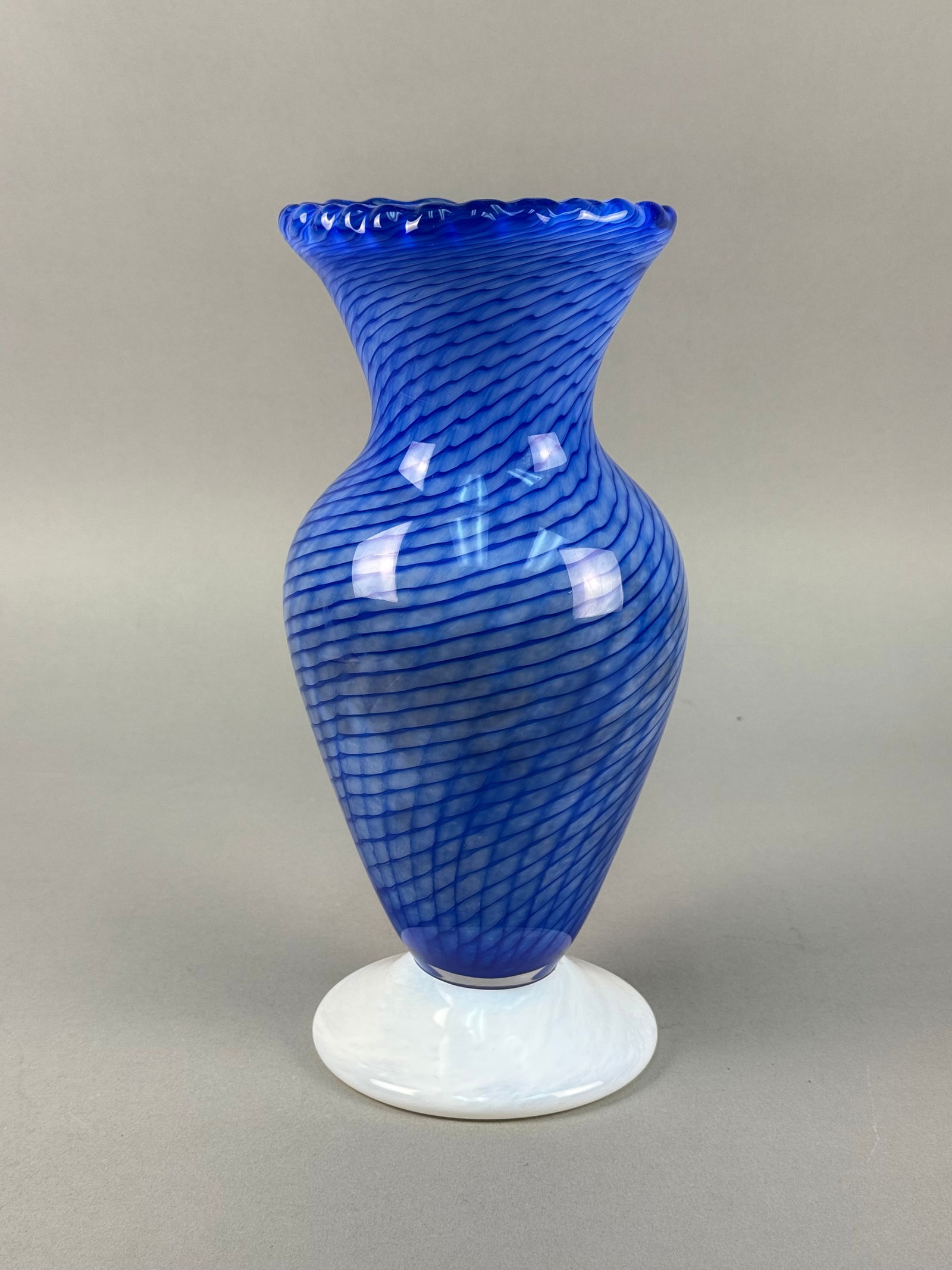 Kosta Boda Blue Filigrana Art Glass Vase (1 of 4)