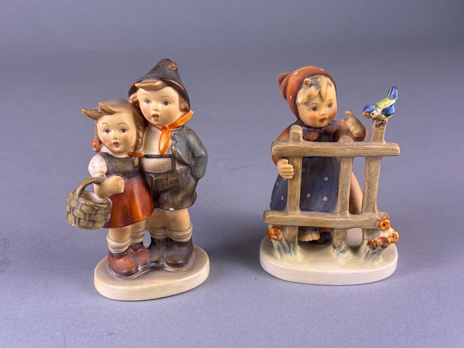A Pair of Goebel M.I. Hummel Porcelain Figurines, Surprise and Pattern 203 2/0 (1 of 4)