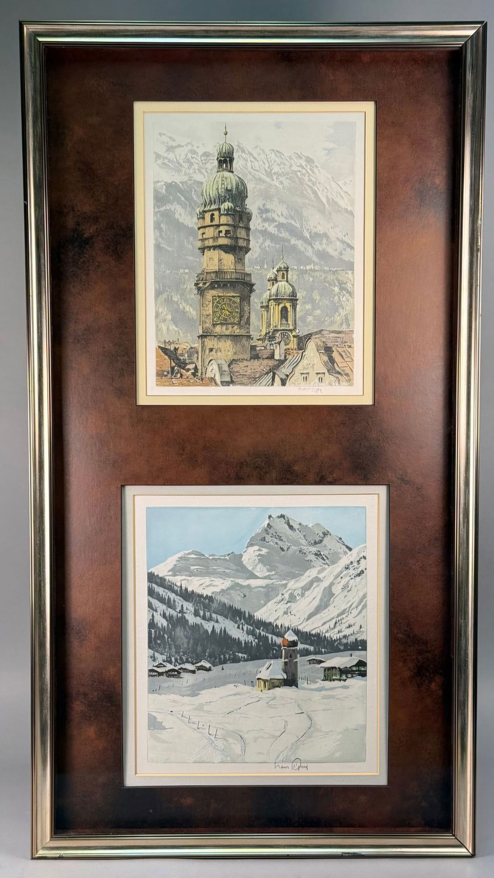 A Pair of Framed Colored Etchings by Hans Figura (1 of 7)