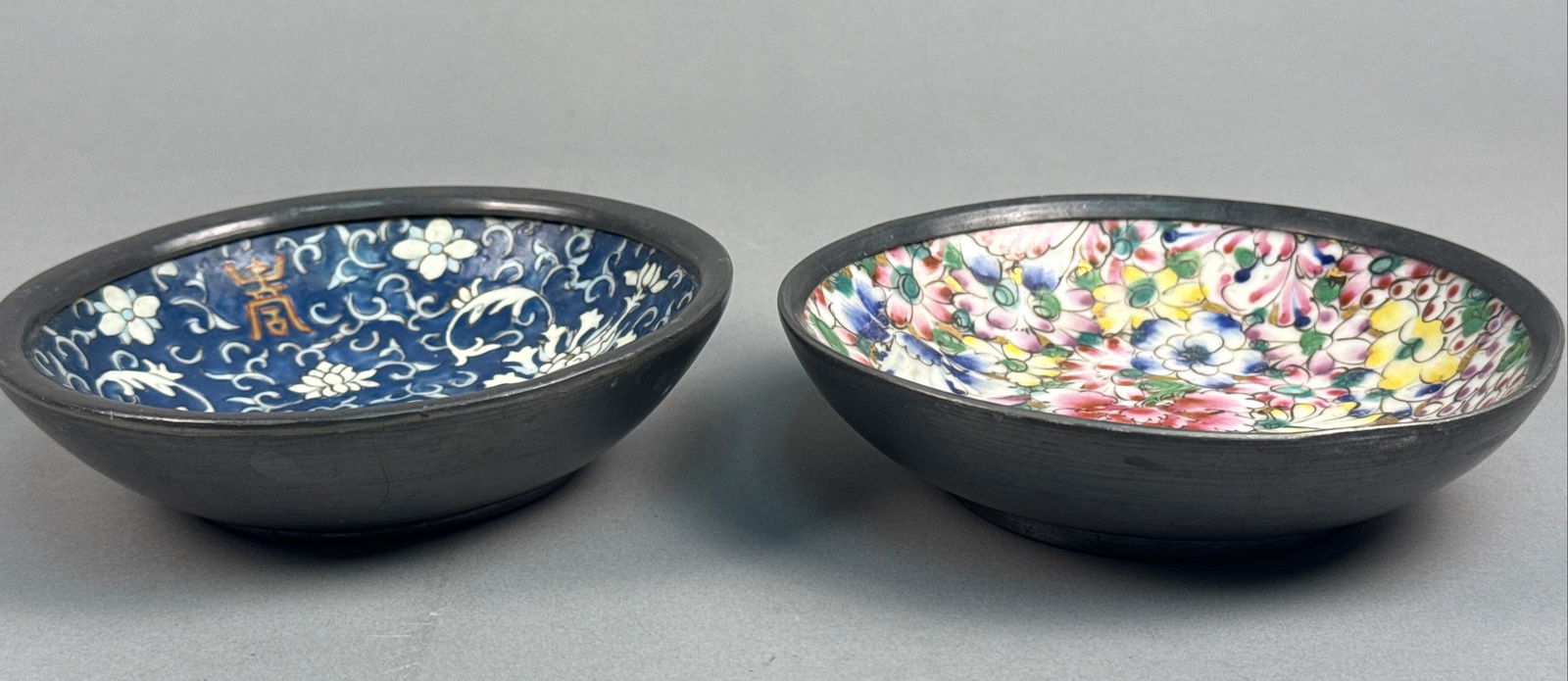 A Pair of Japanese Porcelain Ware Pewter Cased Bowls Decorated in Hong Kong (1 of 7)
