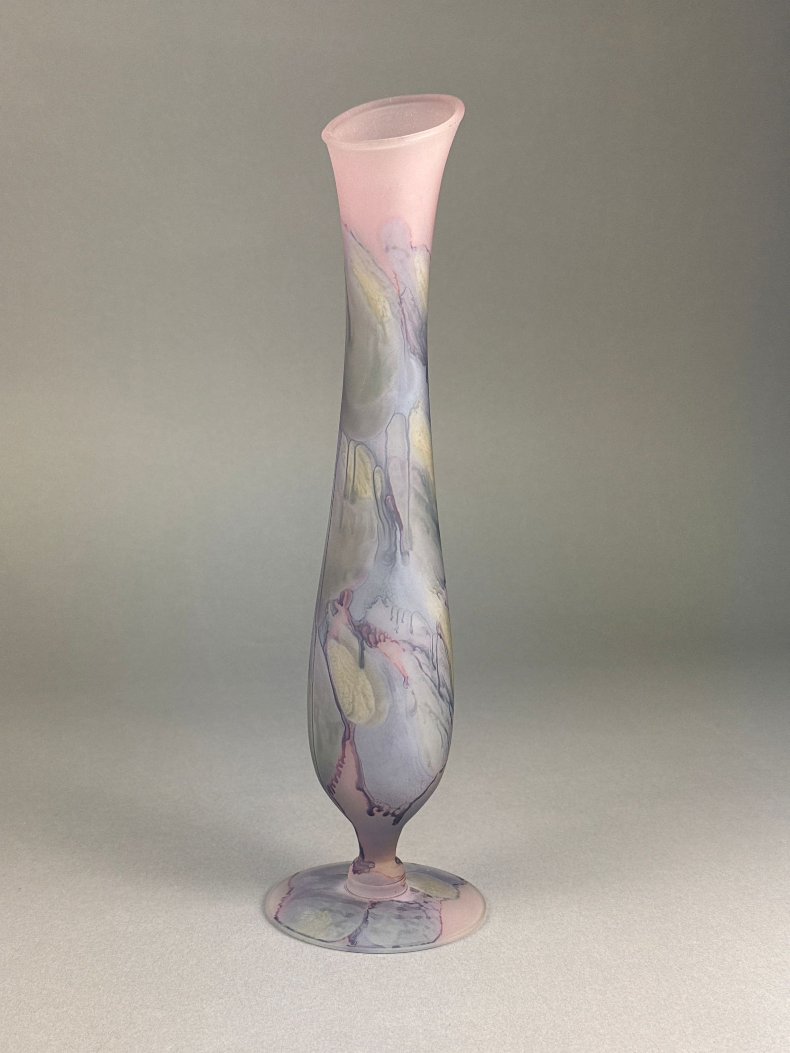 Deco Art Designs Nouveau Style Frosted Satin Glass Footed Vase (1 of 4)