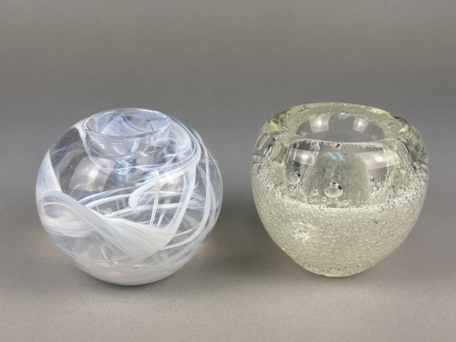 A Pair of Modernist Art Glass Votives, Including Kosta Boda and Controlled Bubble Examples (1 of 7)