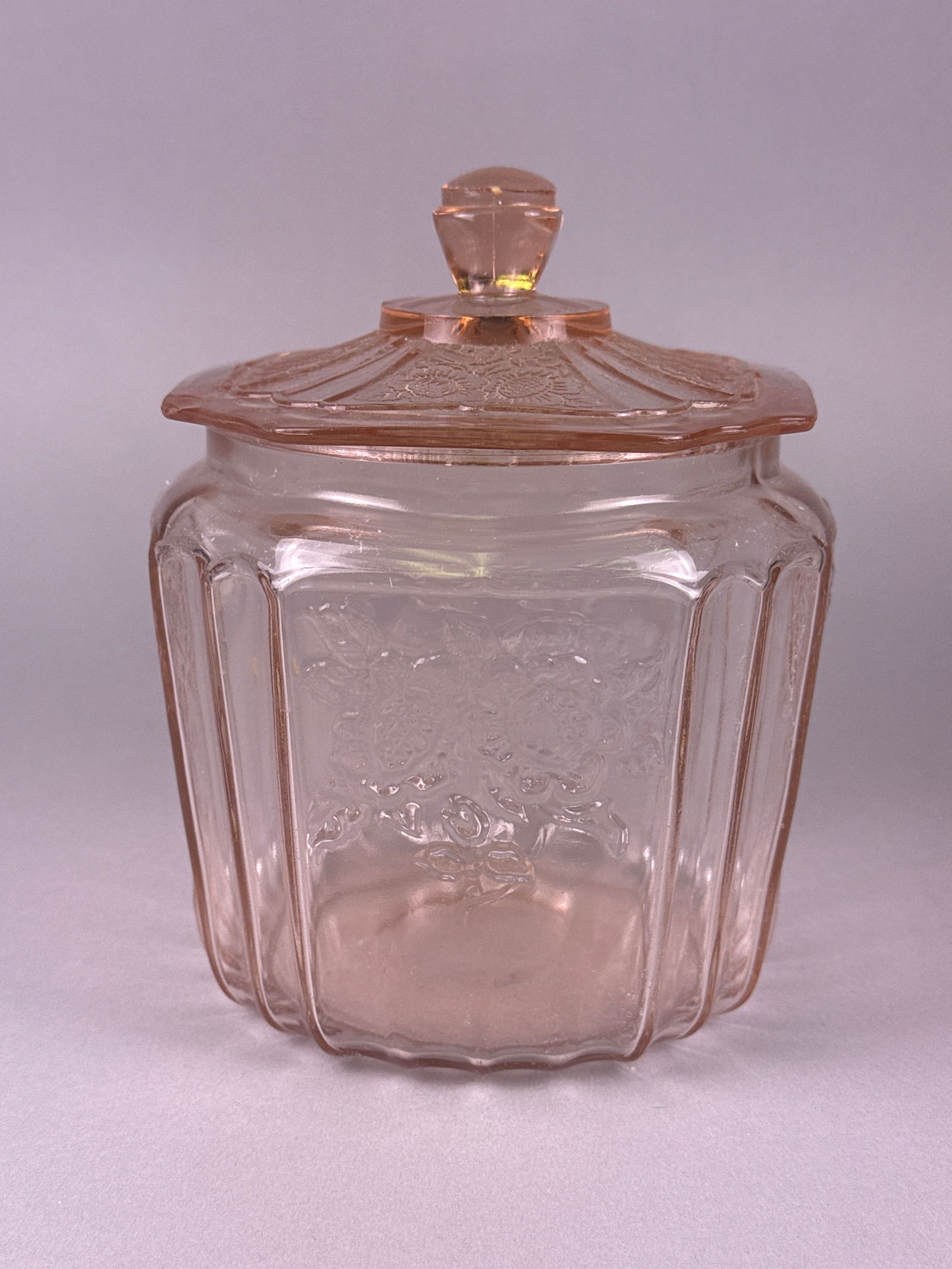 Pink Depression Glass Mayfair Open Rose Cookie Jar (1 of 5)