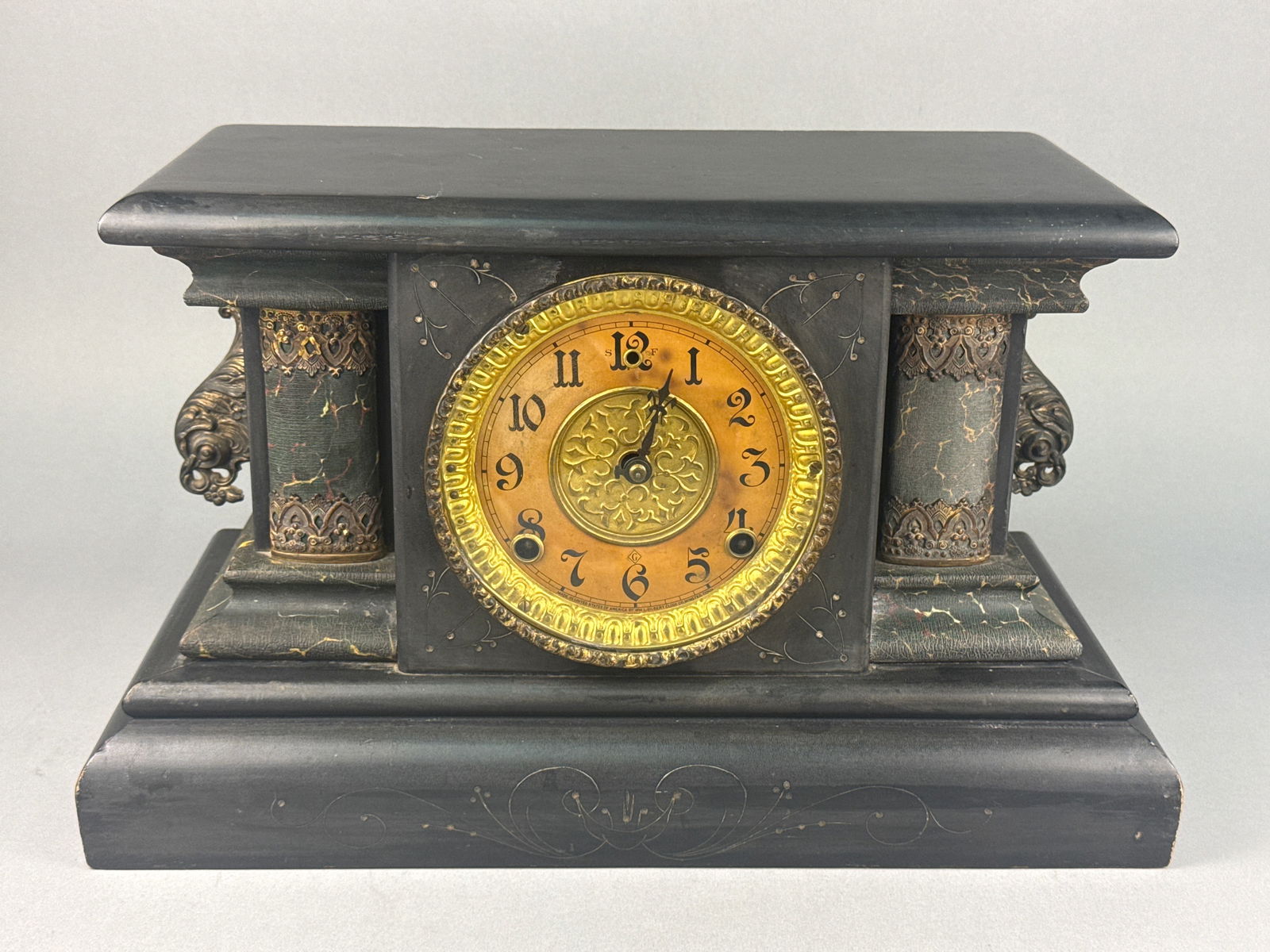 Wm. L. Gilbert Clock Co. Ebonized American Mantel Clock, Patent 1880 (1 of 10)