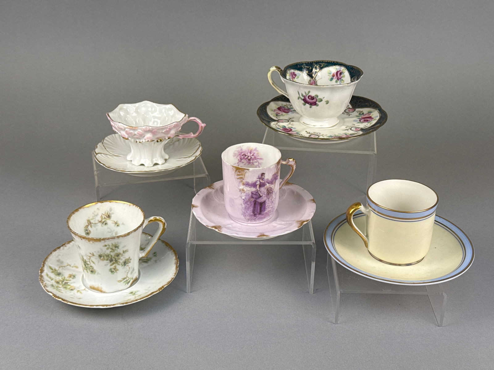 A Collection of Five Antique and Vintage European Porcelain Demitasse Cup and Saucer Sets (1 of 10)